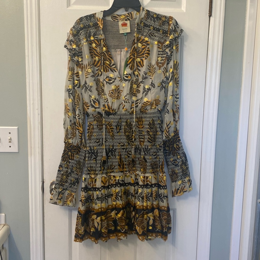 FARM RIO Floral tapestry mini dress size small NEW with tag